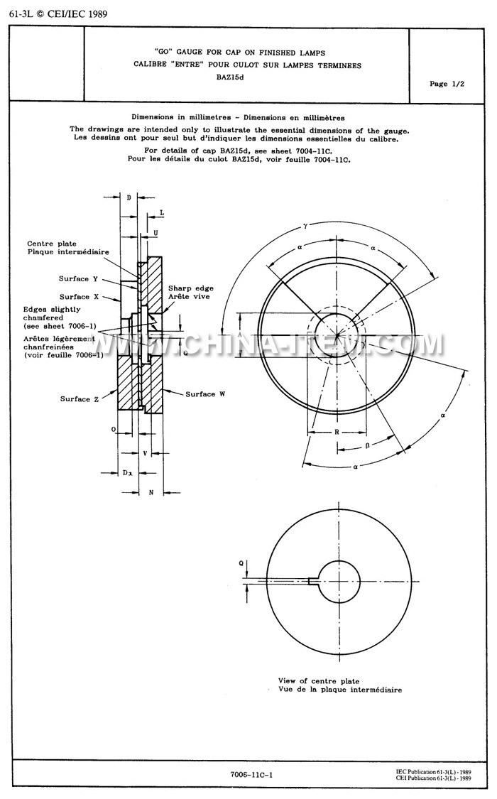 IEC 60061 7006-11C-1 BAZ15d Go Gauge for Cap on Finished Lamps